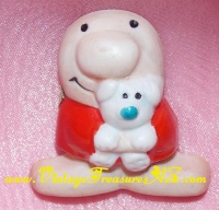 Image for Ziggy Animation Cartoon Character “Hugging Dog Fuzz” Ceramic Figural Pin/Pinback Vintage 1982 Japan <b><span style='color:red'>*****FIRST CLASS SHIPPING INCLUDED – DOMESTIC ORDERS ONLY!*****</span></b><span style='color:purple'>